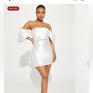 Elegant White Off-Shoulder Mini Dress fashion nova